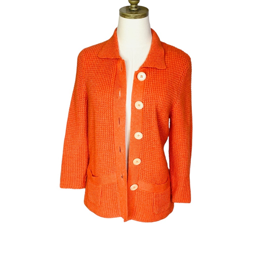 Boden Orange Knit Button Cardigan 3323